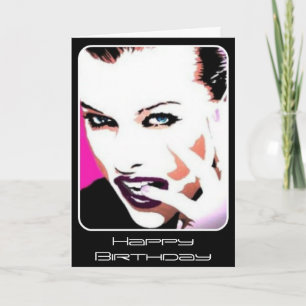 Pintura de "Ritmo y Discordia" en tarjeta de cumpl