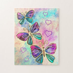 Pintura de rompecabezas volador de mariposas color