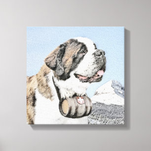 Pintura de San Bernardo - Arte de Perro Original.