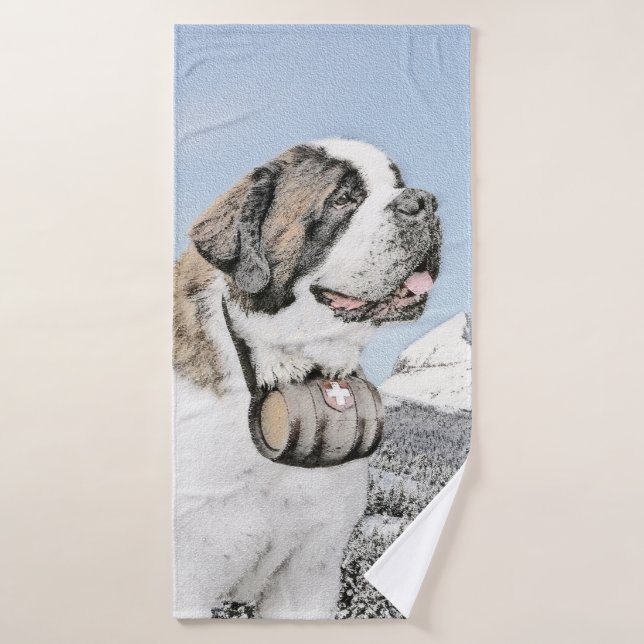 Pintura de San Bernardo - Arte de Perro Original. (Toalla de baño)