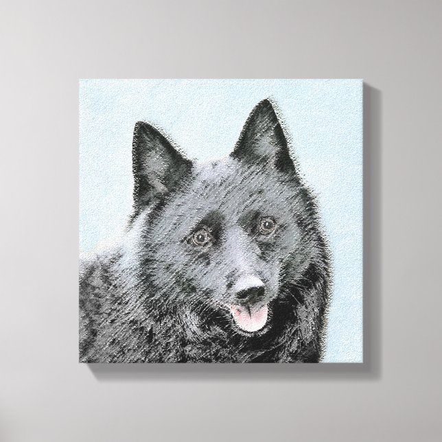 Pintura de Schipperke - Arte Perro Original Cuto (Anverso)