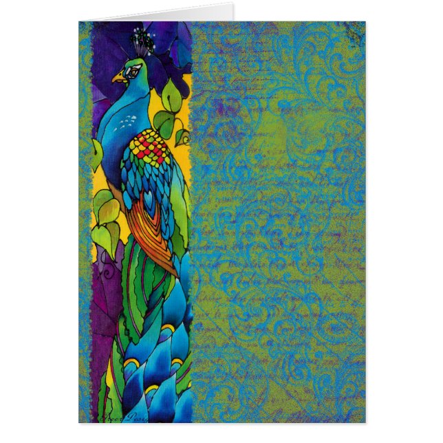 Pintura de seda pavo real (Frente)