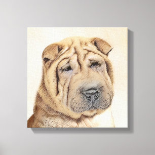 Pintura de Shar Pei - arte original lindo del
