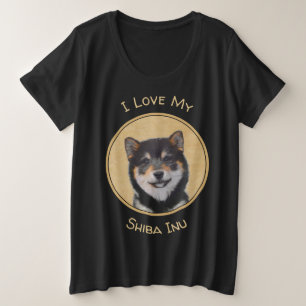 Pintura de Shiba Inu (negro y moreno) - arte del