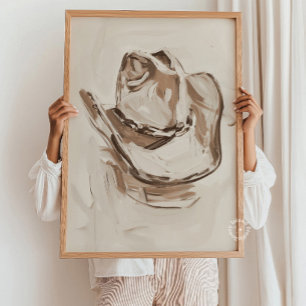 Pintura de sombrero de vaquera Arte poster neutral