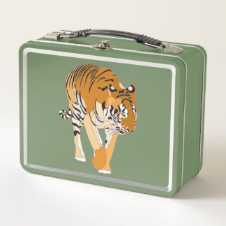Pintura de Tigre en Cajas de Almuerzo de Metal