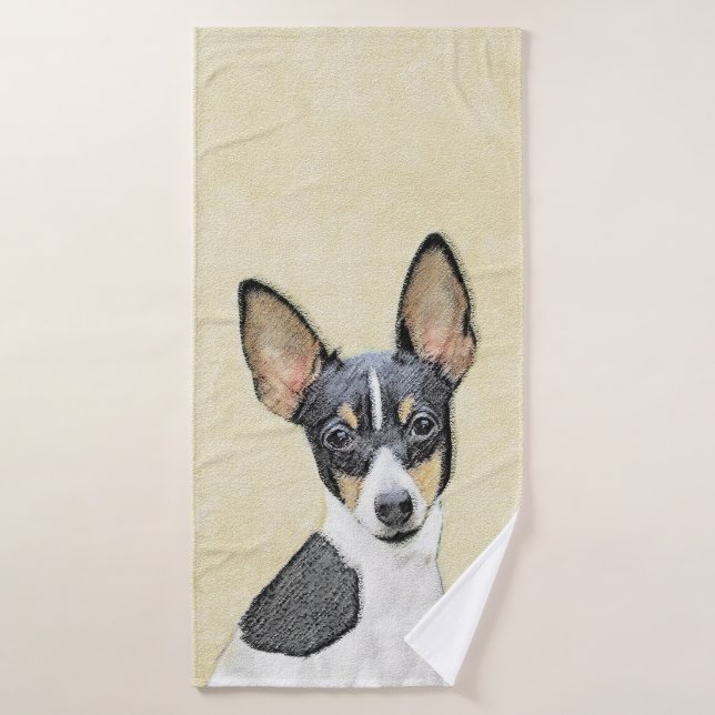 Pintura de Toy Fox Terrier - Arte de Perro Origina (Toalla de baño)