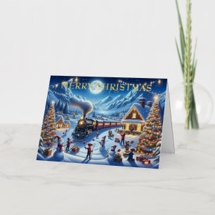 Pintura de tren de vacaciones de invierno Express