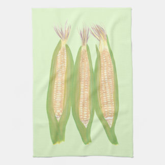 Pintura de tres toallas de cocina del maíz en la