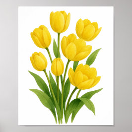 Pintura de Tulipanes Amarillos Arte Floral de Pare