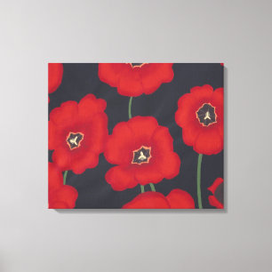Pintura de Tulipanes Rojos sobre Lienzo Envuelto e