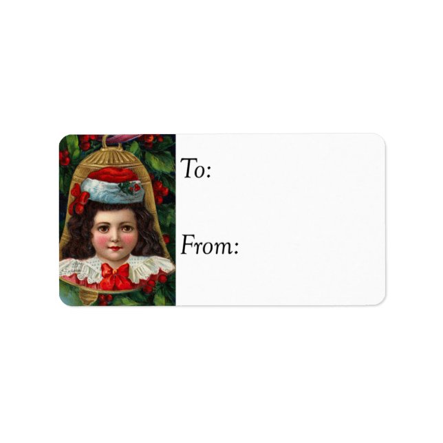 Pintura de un Chica lindo en la etiqueta de regalo (Frente)