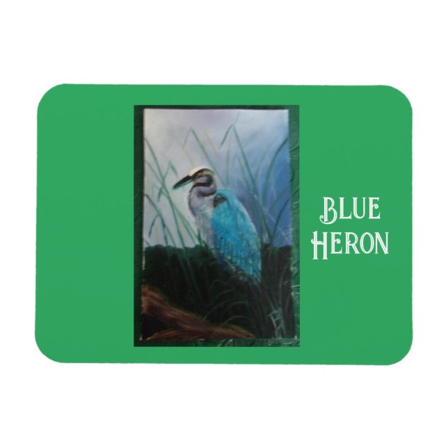 Pintura de un imán flexible de garza azul (Horizontal)