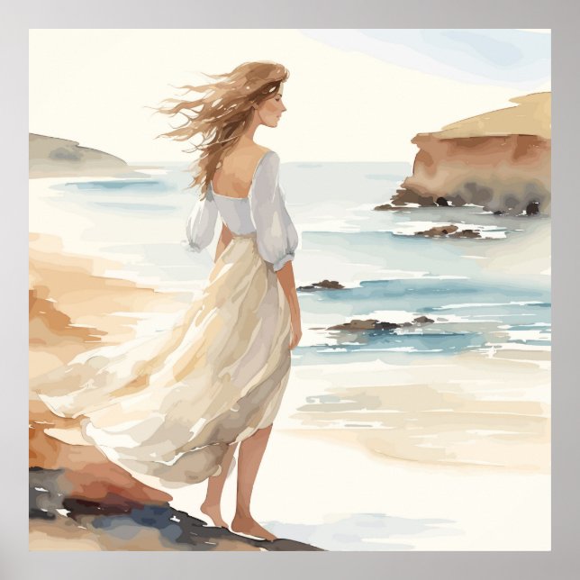 Pintura de una mujer con un vestido blanco Arte Im (Frente)