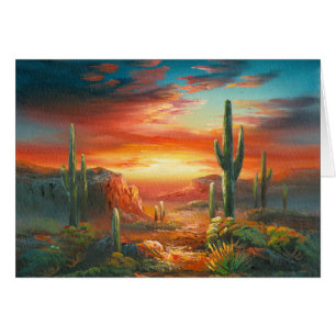 Pintura de una pintura colorida de la puesta del