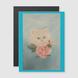 Pintura de una tarjeta magnética de gatitos blanco
