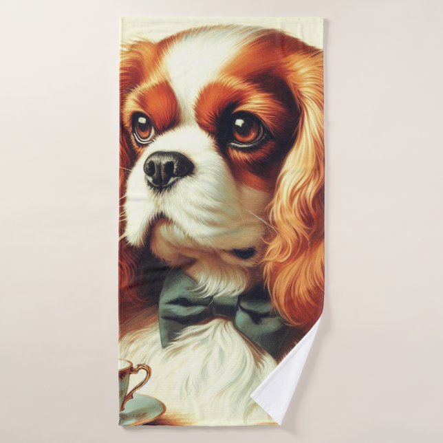 Pintura de Vintage Cavalier King Charles Spaniel (Toalla de baño)