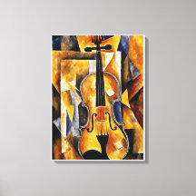 Pintura de violín con arte geométrico