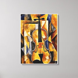 Pintura de violín con arte geométrico