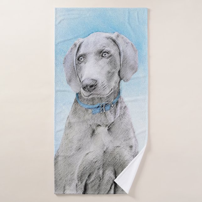 Pintura de Weimaraner - Arte de Perro Original. (Toalla de baño)