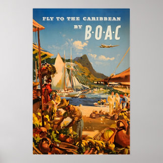 Pintura del Caribe Póster de viaje de BOAC Arte Im