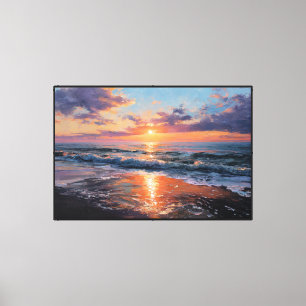 Pintura del Océano de la Playa al Atardecer – Arte