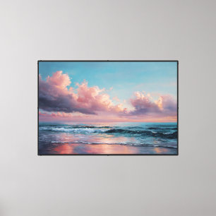 Pintura del paisaje oceánico al atardecer – Arte a