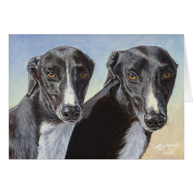 Pintura del perro de Whippet del galgo de las (Anverso (Horizontal))