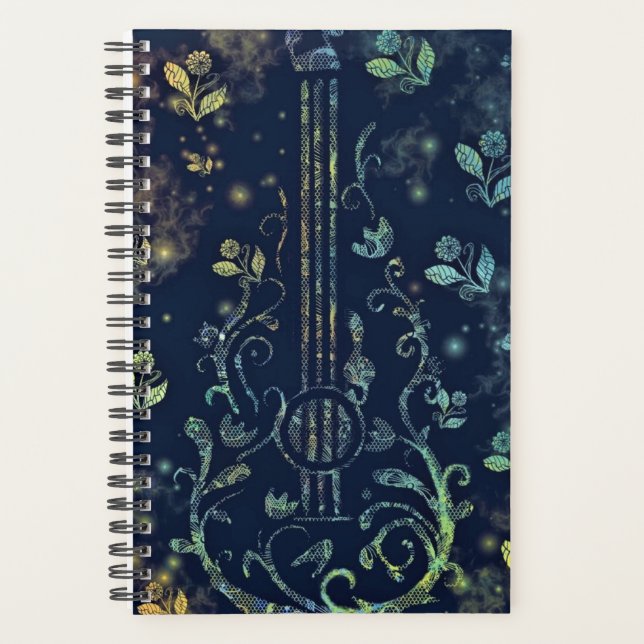 Pintura del planificador de guitarra de flores (Anverso)