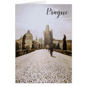 Pintura del puente Carlos en Praga al amanecer