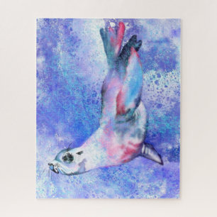 Pintura del rompecabezas de baño de foca feliz