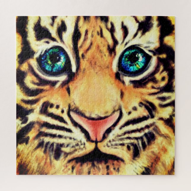 Pintura del rompecabezas del tigre pequeño (Vertical)