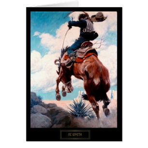 Pintura del Salvaje Oeste de NC Wyeth "Bucking"