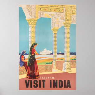 Pintura del Taj Mahal Póster de viaje de la India