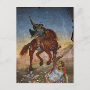 Pintura dentro de una iglesia griega en una postal