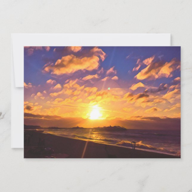 Pintura digital - Asombroso amanecer sobre el muel (Anverso)