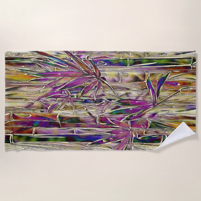 Pintura digital de árbol de bambú Toalla de playa  (Anverso)