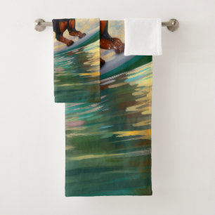 Pintura Doberman Beach Surfing