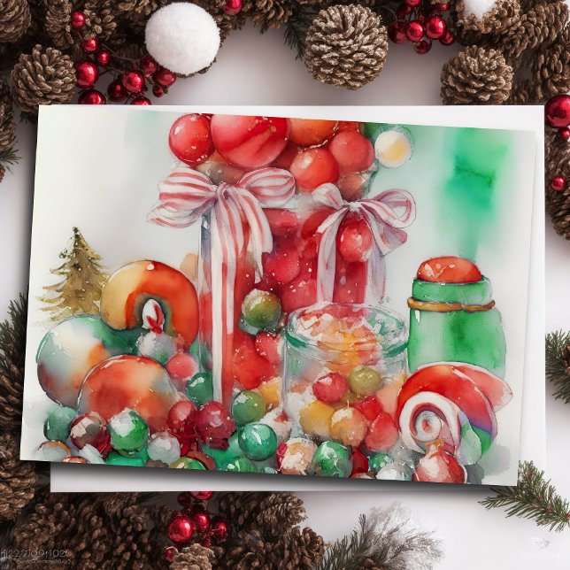Pintura en acuarela de dulces de Navidad (Subido por el creador)