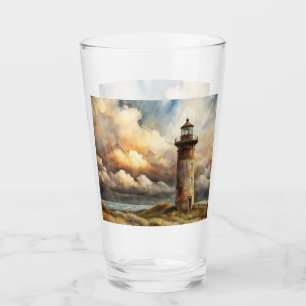 Pintura en acuarela de faro en la costa