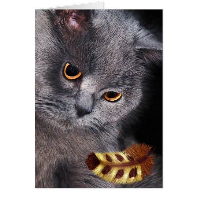 Pintura en blanco para el amante del gato británic (Frente)