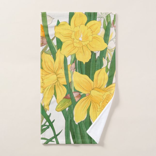 Pintura en bloque de madera de narciso, Tanigami K (Toalla de mano)