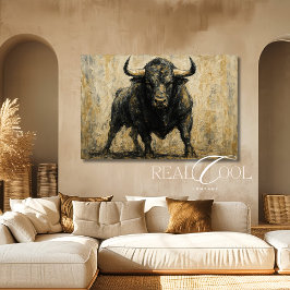 Pintura en lienzo de arte de toro negro para pared