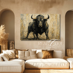 Pintura en lienzo de arte de toro negro para pared