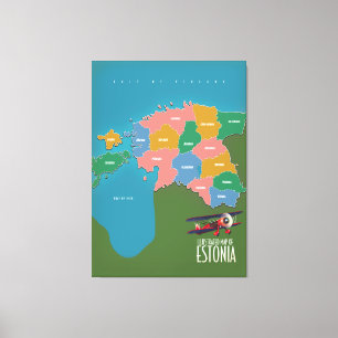 Pintura en lienzo del mapa del cartel de viaje vin