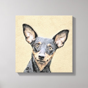 Pintura en miniatura de Pinscher Cute arte origina