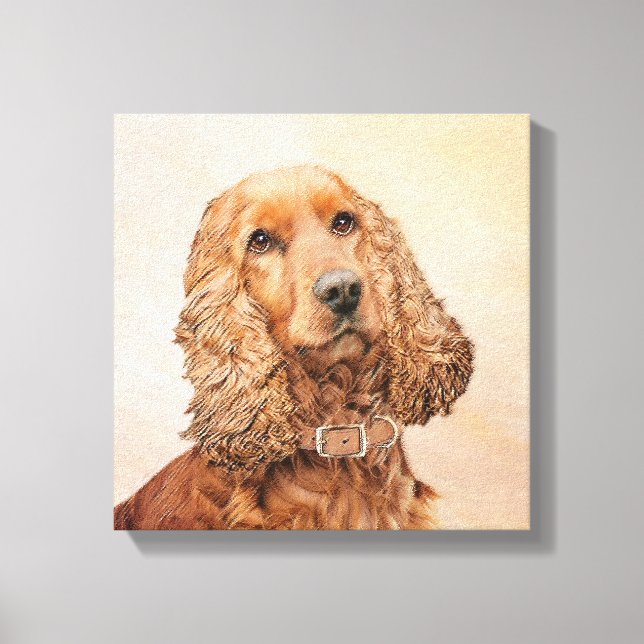 Pintura española de Cocker - Arte original del per (Anverso)