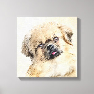 Pintura española tibetana - Arte de perro original