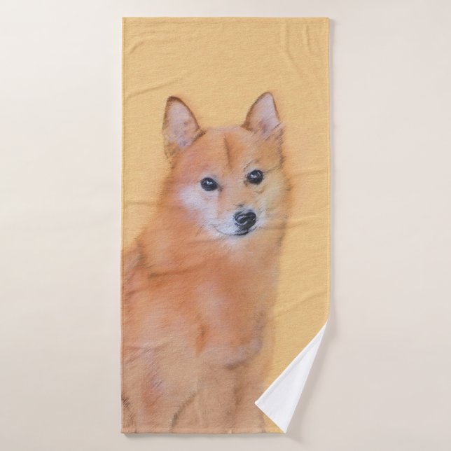 Pintura finlandesa de Spitz - Arte de perro origin (Toalla de baño)