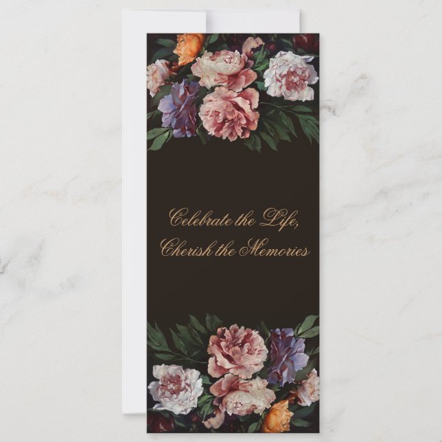 Pintura floral de peonies 3 Invitación funeraria (Anverso)